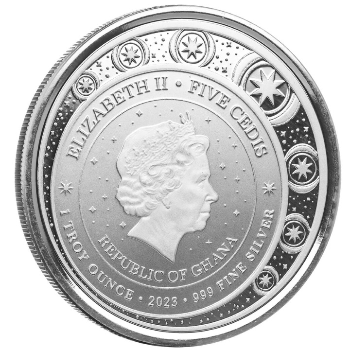 Ghana: Unicorn "Aurora" kolorowana 1 uncja Srebra 2023 Proof (moneta w karcie)