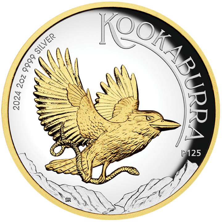 Kookaburra pozłacana 2 uncje Srebra 2024 Proof High Relief 