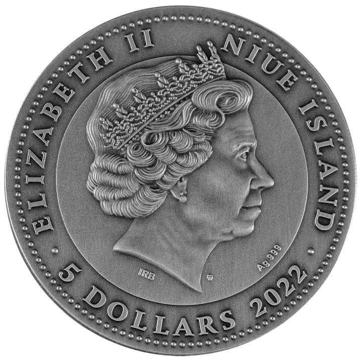 Niue: Cernunnos pozłacany $5 Srebro 2022 High Relief Antiqued Coin