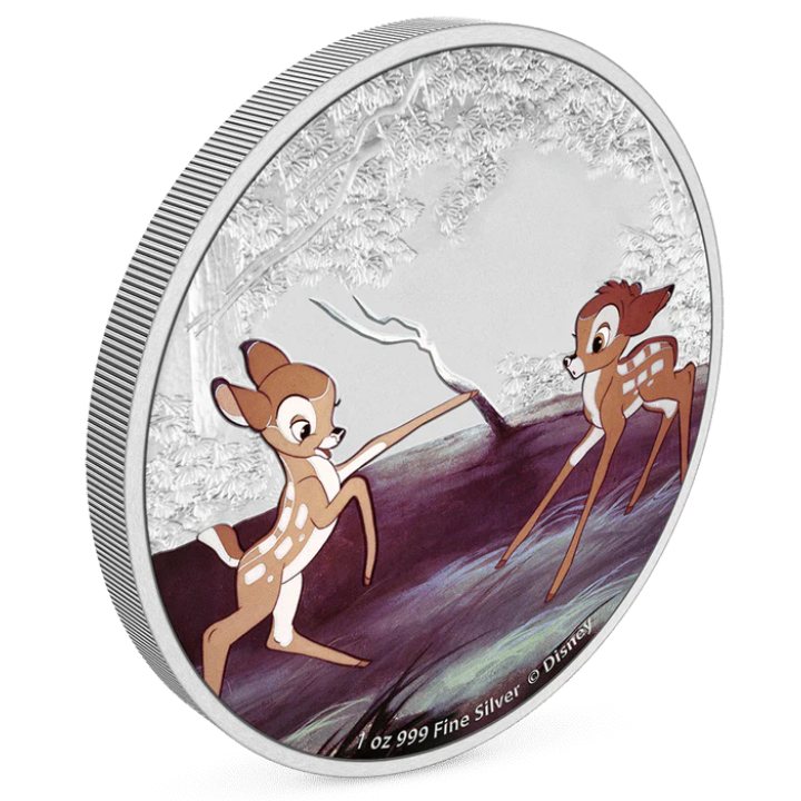 Niue: Disney - Bambi and Faline 80 rocznica filmu kolorowany 1 uncja Srebra 2022 Proof