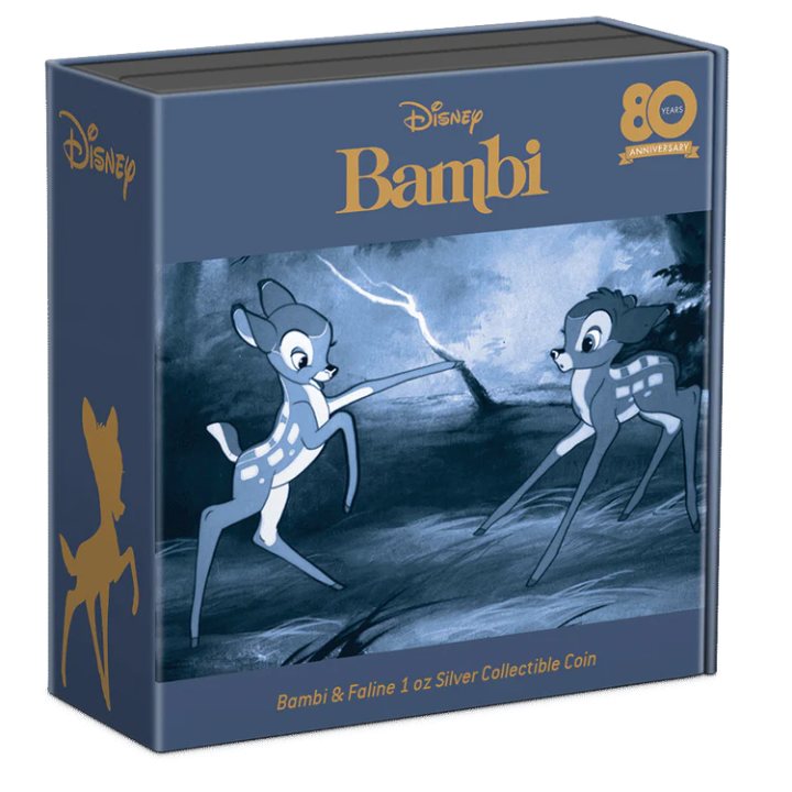 Niue: Disney - Bambi and Faline 80 rocznica filmu kolorowany 1 uncja Srebra 2022 Proof