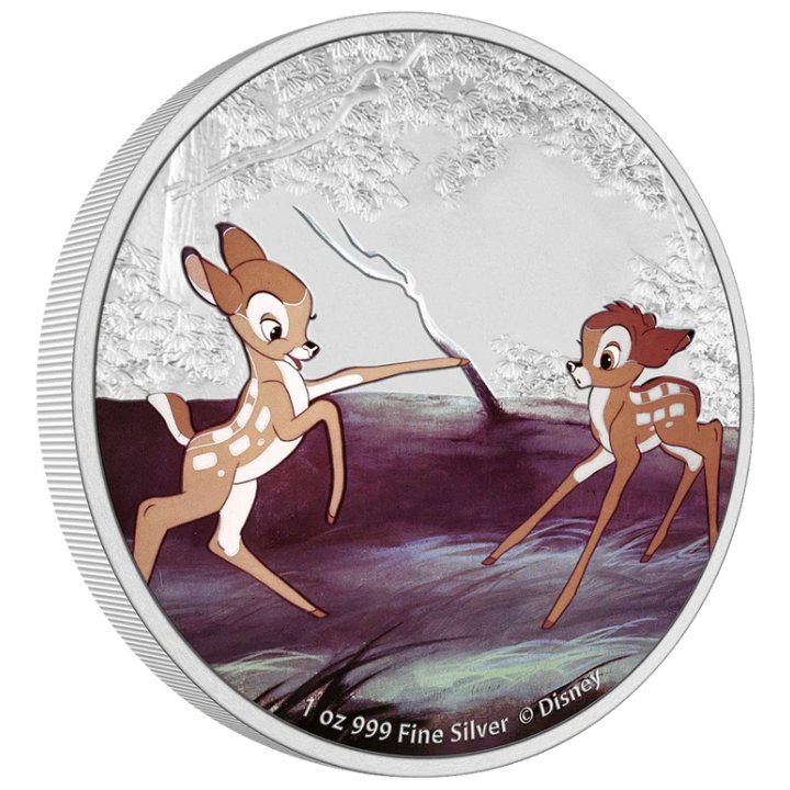 Niue: Disney - Bambi and Faline 80 rocznica filmu kolorowany 1 uncja Srebra 2022 Proof