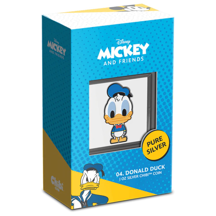 Niue: Disney Chibi - Donald Duck kolorowany 1 uncja Srebra 2021 Proof 