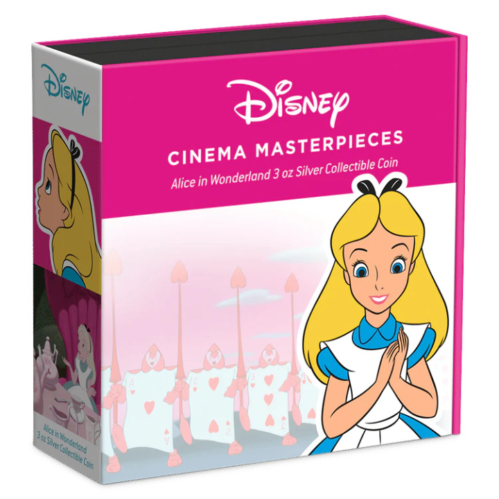 Niue: Disney Cinema Masterpieces - Alice in Wonderland kolorowana 3 uncje Srebra 2023 Proof