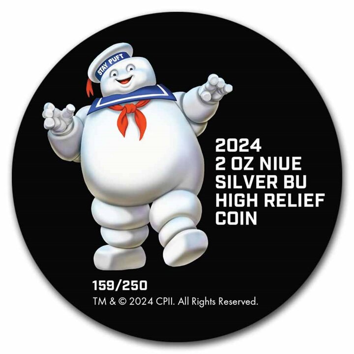 Niue: Ghostbusters - Stay Puft kolorowany 2 uncje Srebra 2024 High Relief 