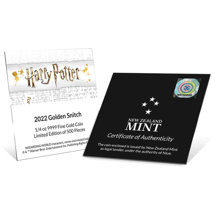 Niue: Harry Potter Classic - Golden Snitch 1/4 uncji Złota 2022 Proof