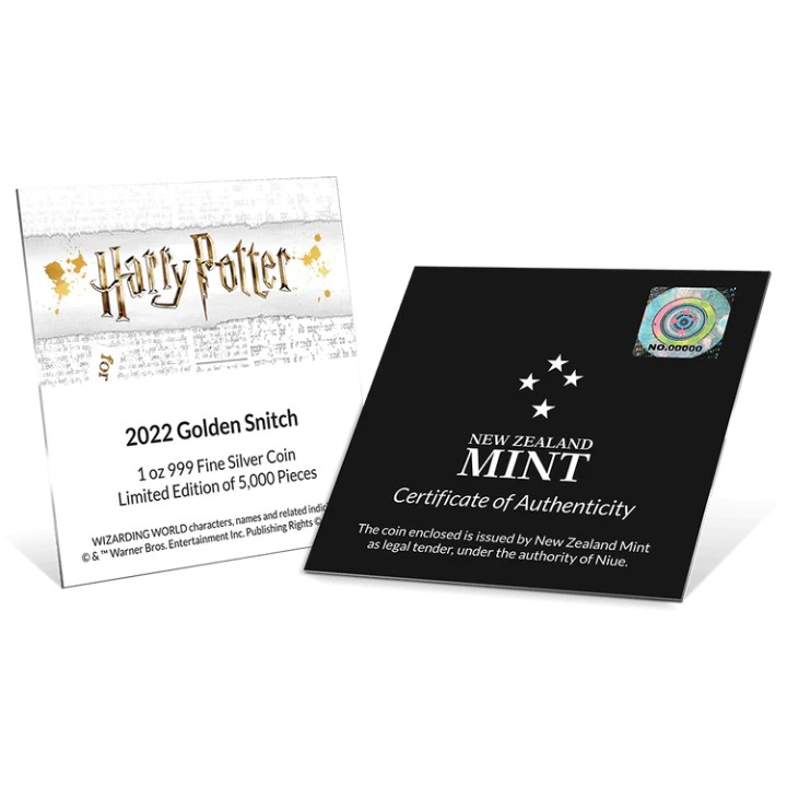 Niue: Harry Potter Classic - Golden Snitch pozłacany 1 uncja Srebra 2022 Proof