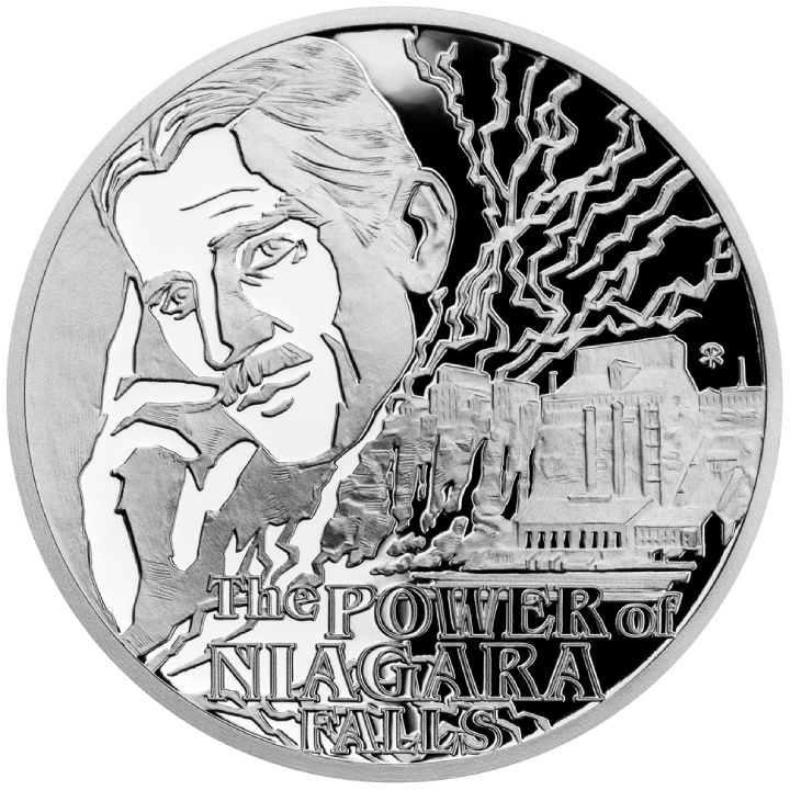 Niue: Nikola Tesla - Niagara Falls $1 Srebro 2023 Proof