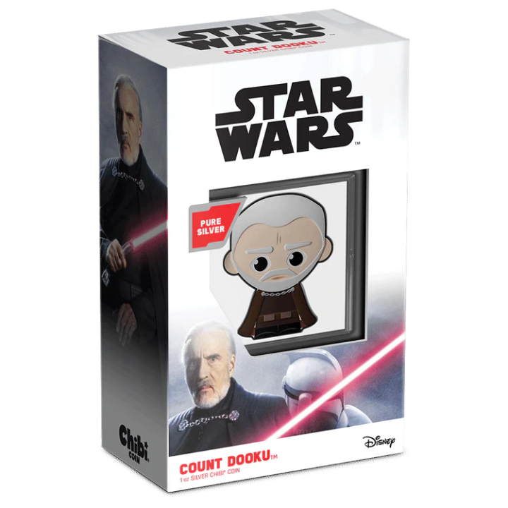 Niue: Star Wars - Chibi 'Count Dooku' kolorowany 1 uncja Srebra 2023 Proof 