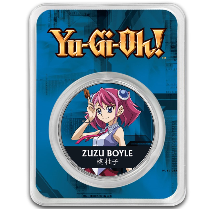 Niue: Yu-Gi-Oh! Zuzu Boyle kolorowana 1 uncja Srebra 2024 Slab