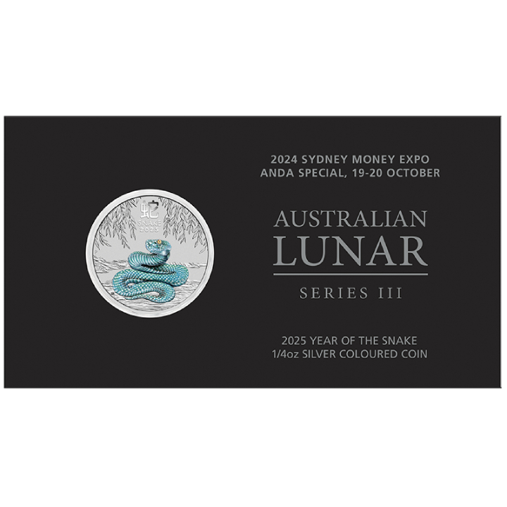 Perth Mint: Lunar III - Rok Węża kolorowany 1/4 uncji Srebra 2025 (Sydney Money Expo Anda Special)