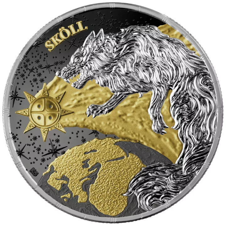 Ragnarök: Sköll & Hati Geminus pozłacany 2 x 1 uncja Srebra 2024 