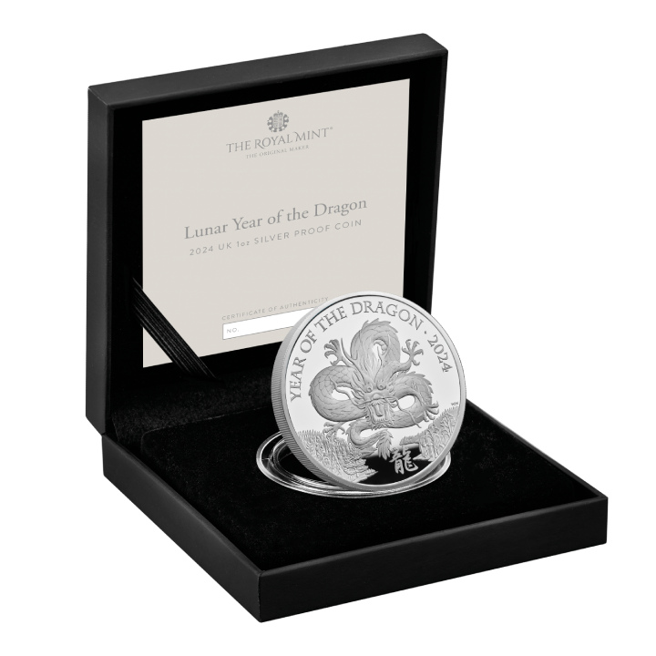 Royal Mint Lunar: Rok Smoka 1 uncja Srebra 2024 Proof