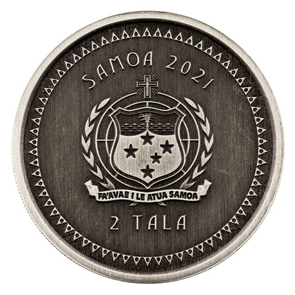 Samoa: Konik Morski 1 uncja Srebra 2021 Antique Coin