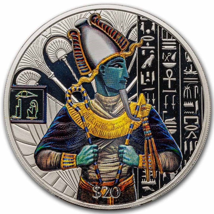 Sierra Leone: Egyptian Gods - Osiris kolorowany 2 uncje Srebra 2023 Proof