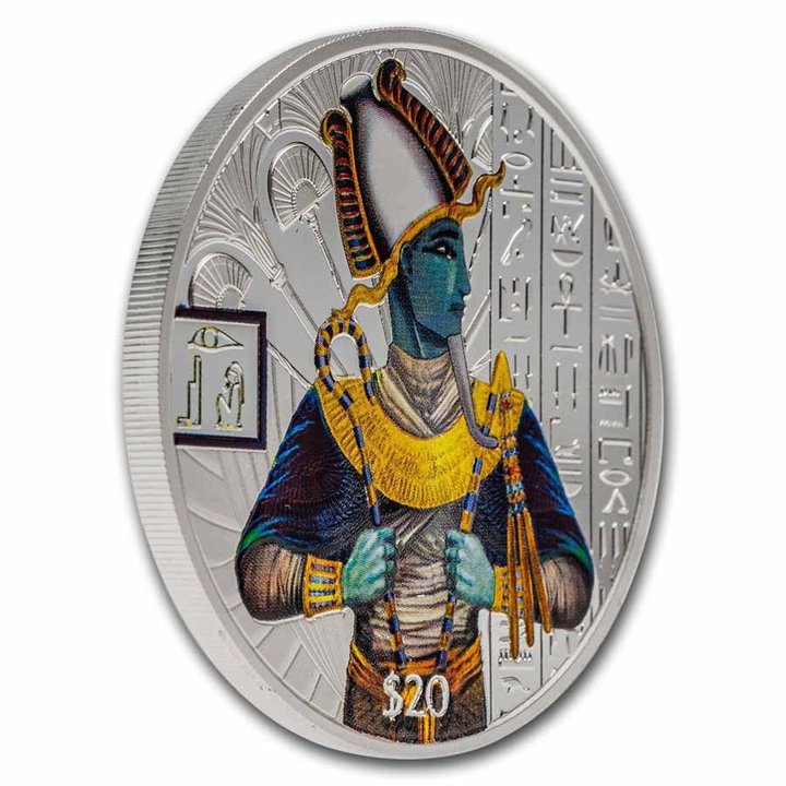 Sierra Leone: Egyptian Gods - Osiris kolorowany 2 uncje Srebra 2023 Proof