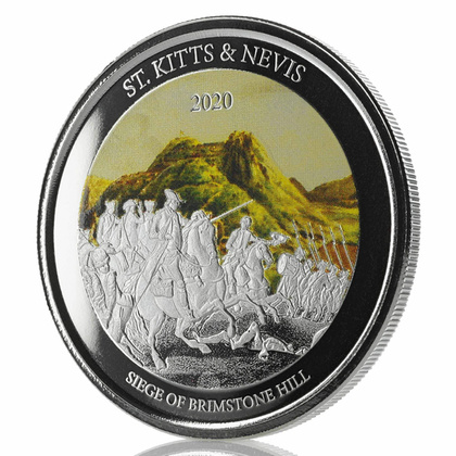 St. Kitts & Nevis: Siege of Brimstone Hill kolorowany 1 uncja Srebra 2020 Proof