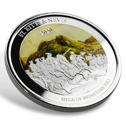 St. Kitts & Nevis: Siege of Brimstone Hill kolorowany 1 uncja Srebra 2020 Proof