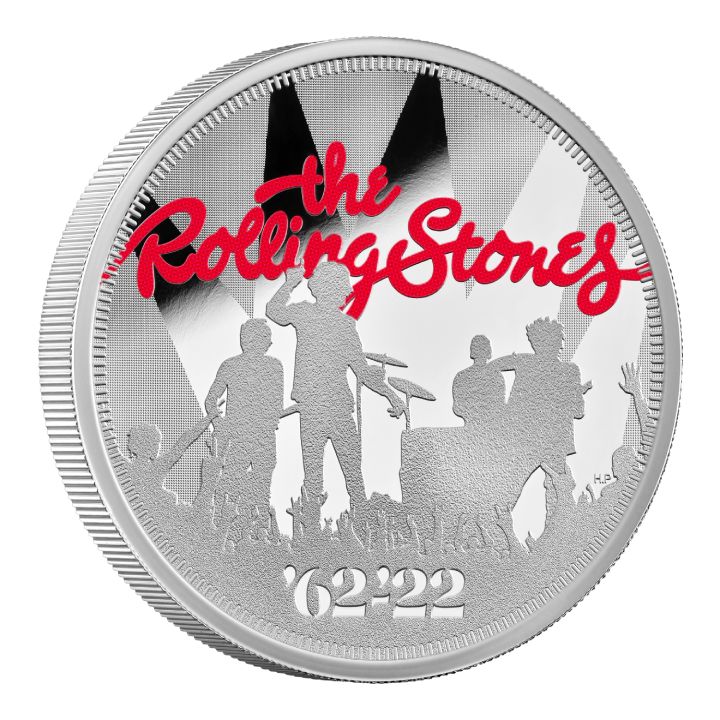 The Rolling Stones kolorowany 1 uncja Srebra 2022 Proof