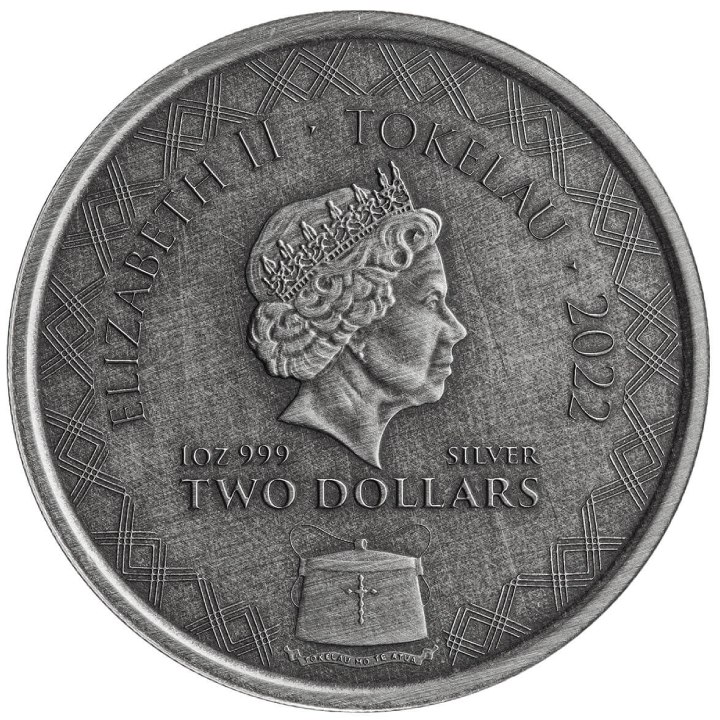 Tokelau: Komodo Dragon A.I. Apocalypse 1 uncja Srebra 2022 Antiqued Coin 