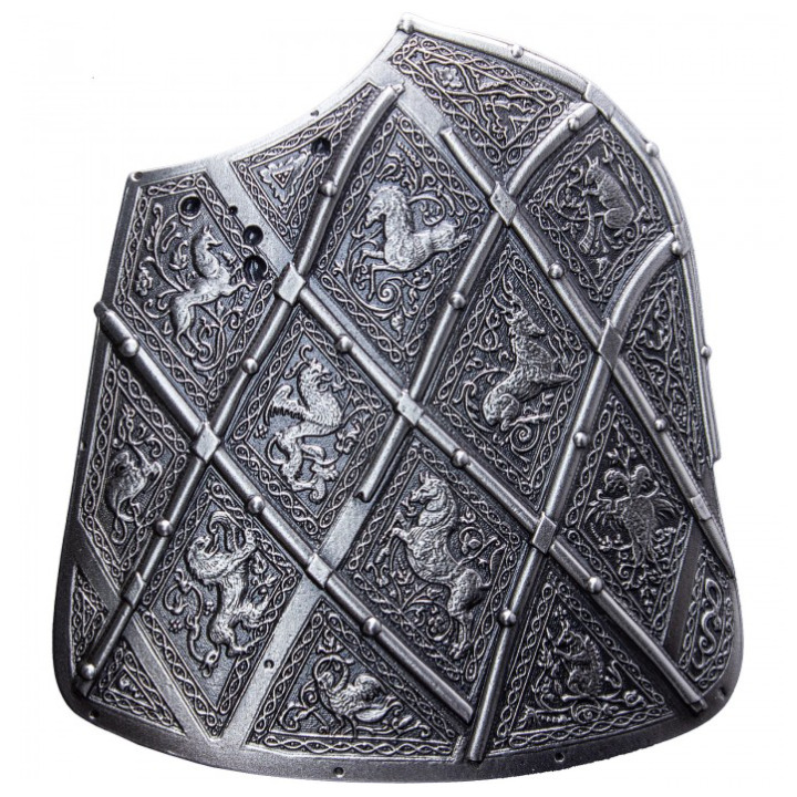 Trellised Targe Shield 2 uncje Srebra 2023 Stackable High Relief Antiqued 