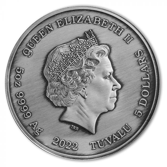 Tuvalu: Bogowie Olimpu - Afrodyta 5 uncji Srebra 2022 Antiqued Coin