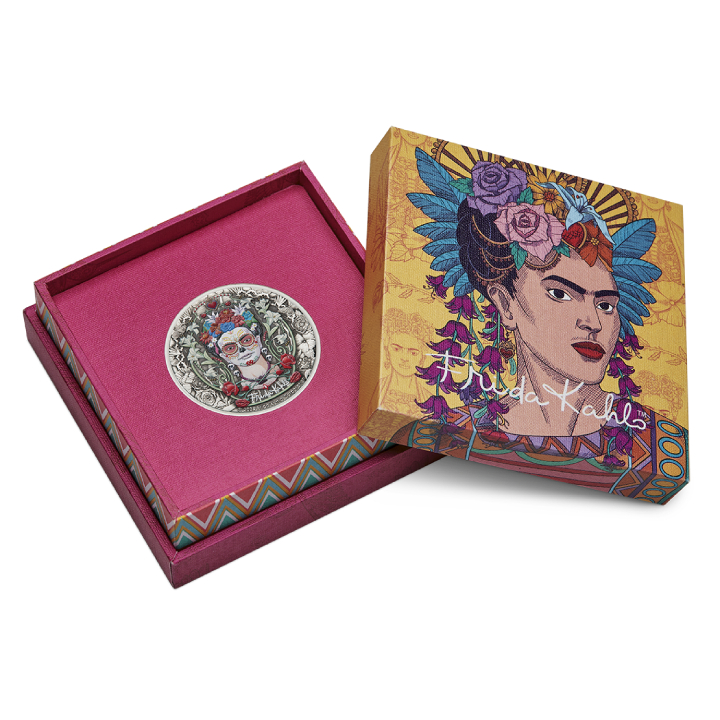 Tuvalu: Frida Kahlo kolorowana 2 uncje Srebra 2024 Antiqued Coin