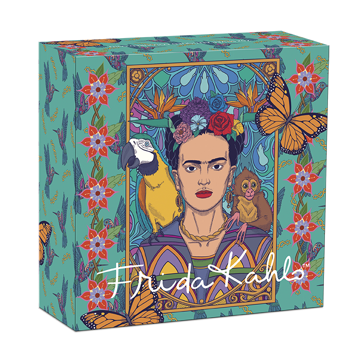 Tuvalu: Frida Kahlo kolorowana 2 uncje Srebra 2024 Antiqued Coin