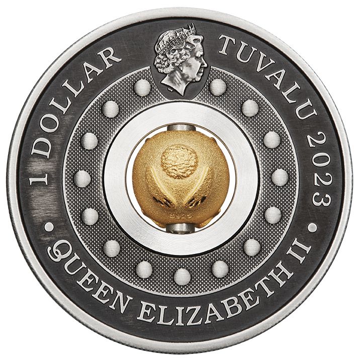 Tuvalu: Lunar III - Rok Królika 1 uncja Srebra 2023 Rotating Charm Antiqued Coin