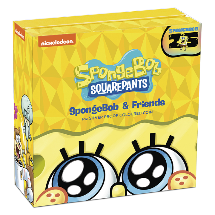 Tuvalu: SpongeBob & Friends kolorowany 1 uncja Srebra 2024 Proof