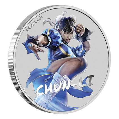 Tuvalu: Street Fighter - Chun Li kolorowana 1 uncja Srebra 2022