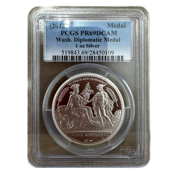 Wash. Diplomatic Medal 1 uncja Srebra 2013 Proof PCGS PR69 DCAM