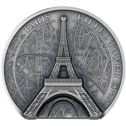  Cook Islands: Eiffel Tower 2 uncje Srebra 2024 Ultra High Relief Antiqued Coin