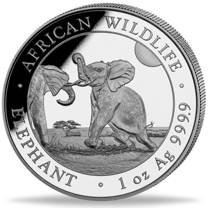 African Wildlife: Słoń Somalijski 1 uncja Srebra 2024 Proof Ultra High Relief 