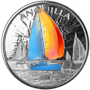 Anguilla: Regatta kolorowana 1 uncja Srebra 2023 Proof