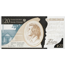 Banknot NBP Fryderyk Chopin 2009 20 zł