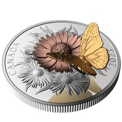 Canada: The Monarch and the Bloom kolorowany, pozłacany $50 Srebro 2023 Proof 