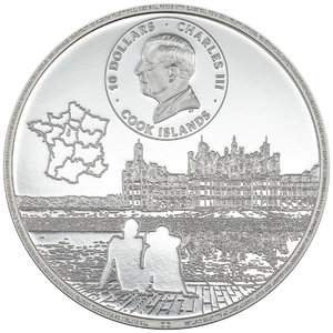 Cook Islands: Château de Chambord kolorowany 2 uncje Srebra 2024 Proof Ultra High Relief