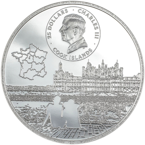 Cook Islands: Château de Chambord kolorowany 5 uncji Srebra 2024 Proof Ultra High Relief 