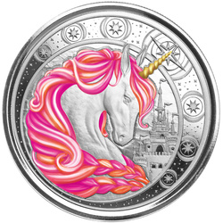 Ghana: Unicorn "Jubilee" kolorowana 1 uncja Srebra 2023 Proof (moneta w karcie)