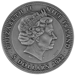 Niue: Cernunnos pozłacany $5 Srebro 2022 High Relief Antiqued Coin