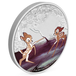 Niue: Disney - Bambi and Faline 80 rocznica filmu kolorowany 1 uncja Srebra 2022 Proof