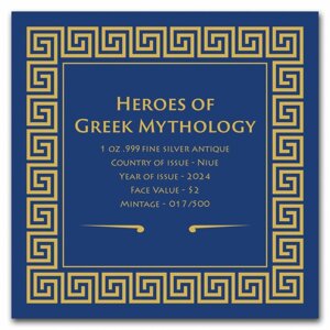 Niue: Heroes of Greek Mythology - Theseus 1 uncja Srebra 2024 Antiqued Coin