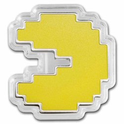 Niue: PAC-MAN kolorowany 1 uncja Srebra 2022 Proof Shaped Coin