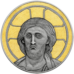 Niue: Pantokrator pozłacany $5 Srebro 2022 Antique Finish 