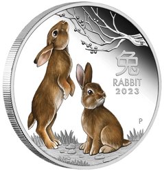 Perth Mint: Lunar III - Rok Królika kolorowany 1 uncja Srebra 2023 Proof