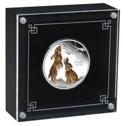 Perth Mint: Lunar III - Rok Królika kolorowany 1 uncja Srebra 2023 Proof