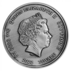 Tuvalu: Bogowie Olimpu - Afrodyta 5 uncji Srebra 2022 Antiqued Coin