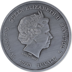 Tuvalu: Bogowie Olimpu - Ares 5 uncji Srebra 2023 Antiqued Coin