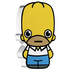 Tuvalu: Homer Simpson kolorowany 1 uncja Srebra 2022 Minted Minis Coin